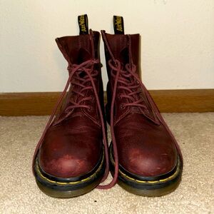 Vintage Real Leather Burgundy/Maroon Dr. Martens Lace-up Boots